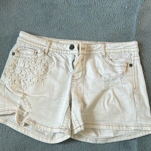 White jean shorts